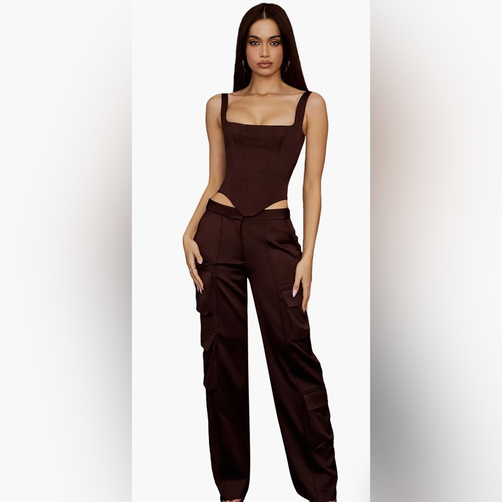 Daria Satin Cargo Trousers House of CB